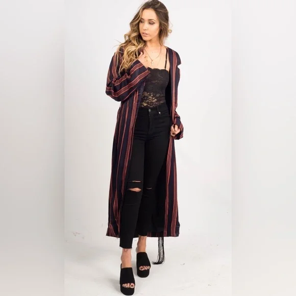 NWT! FP Free People Atrium Striped Duster Sz XS - Picture 3 of 14